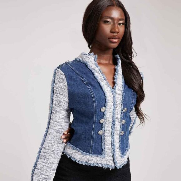 Guess Jackets & Blazers - Guess Runway Tweed Slim Fit Denim Jacket NWT